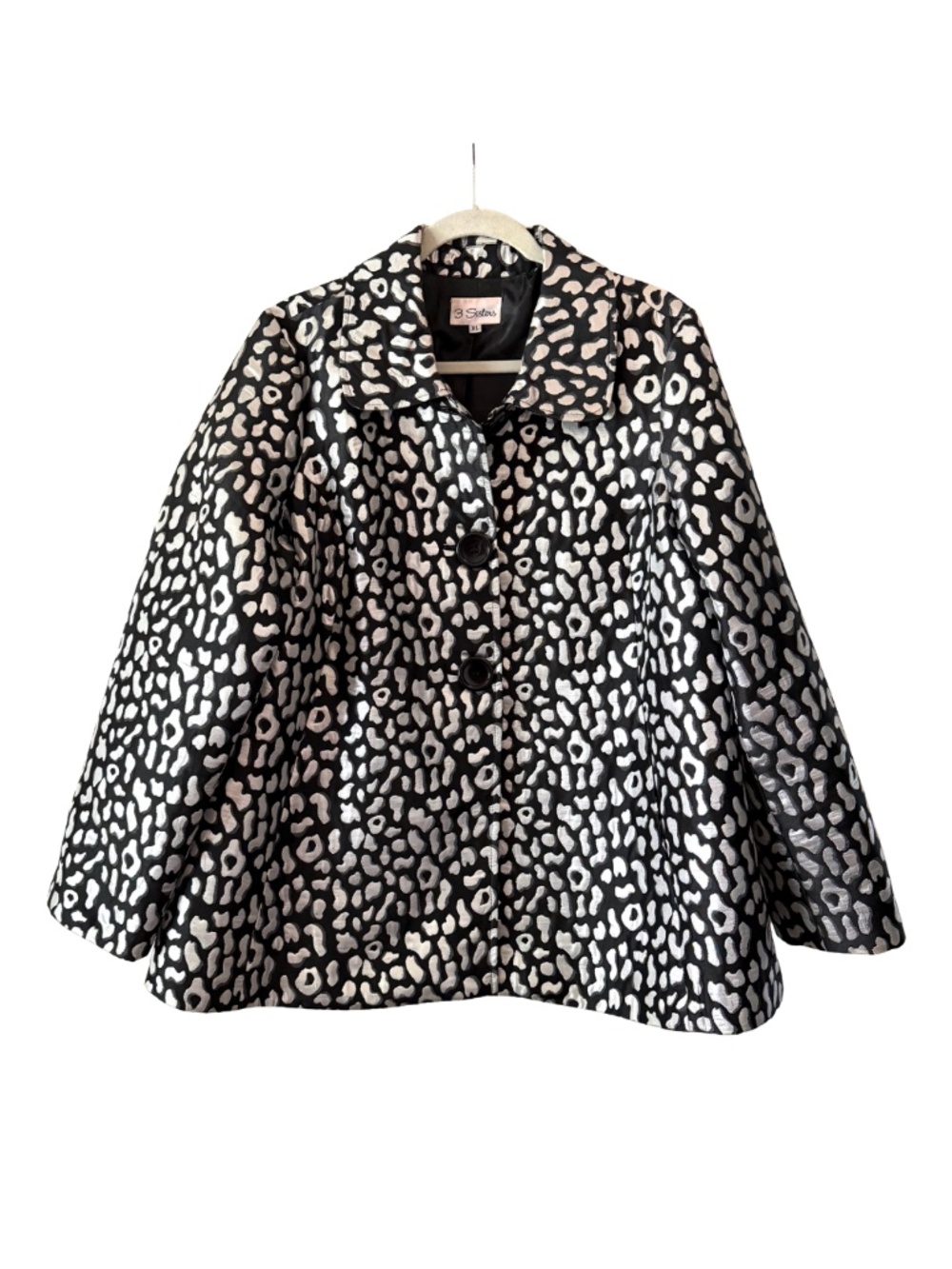 Three Sisters Silver and Black Leopard Print Waistcoat Jacket